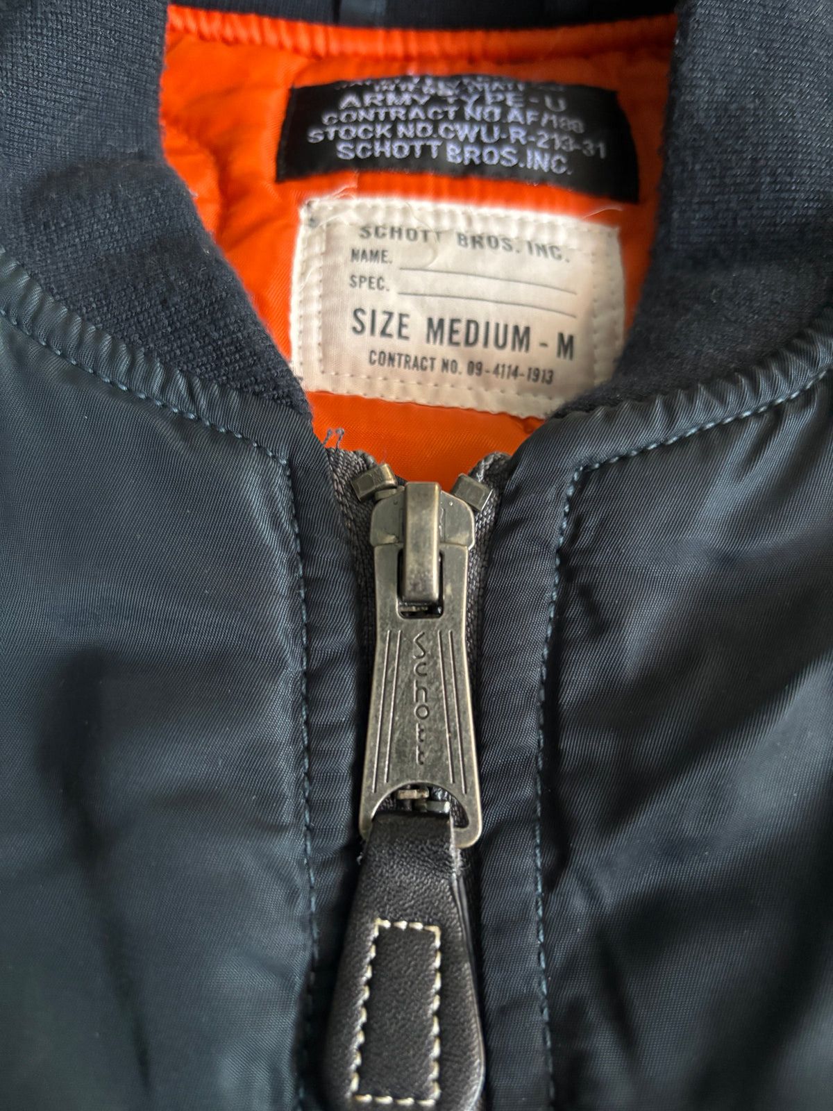Schott NYC MA-1 Bomber Flight Jacket Navy Blue