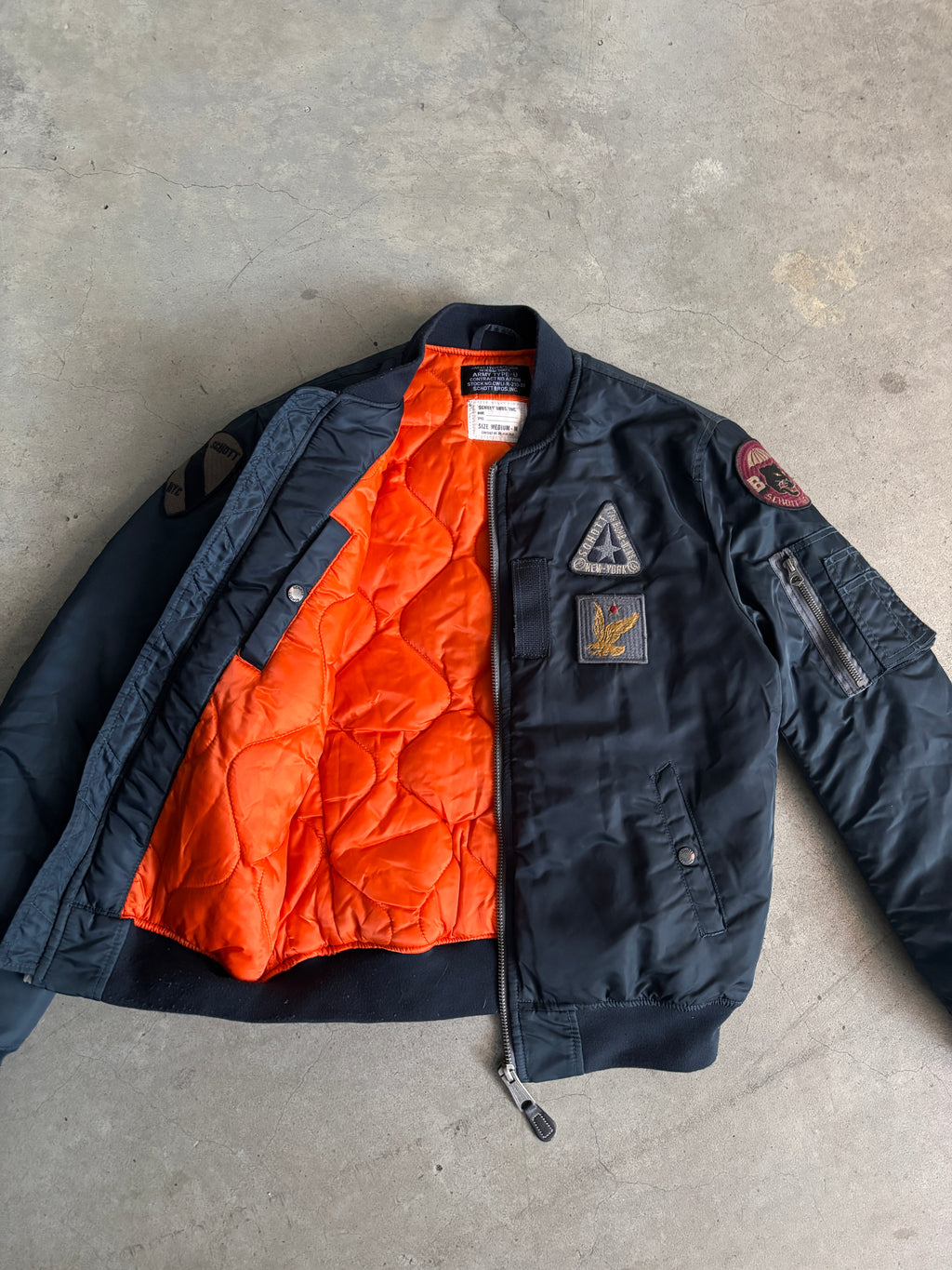 Schott NYC MA-1 Bomber Flight Jacket Navy Blue