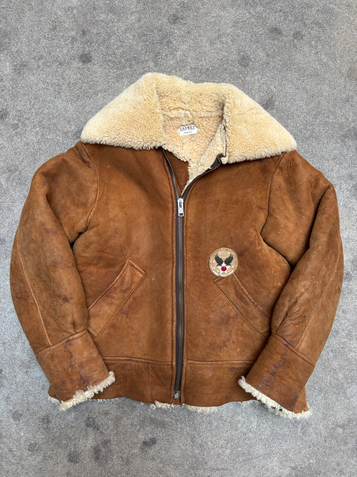 Lauren Ralph Lauren B-3 Shearling Leather Flight Jacket USAAF Aviation 2000s Woman